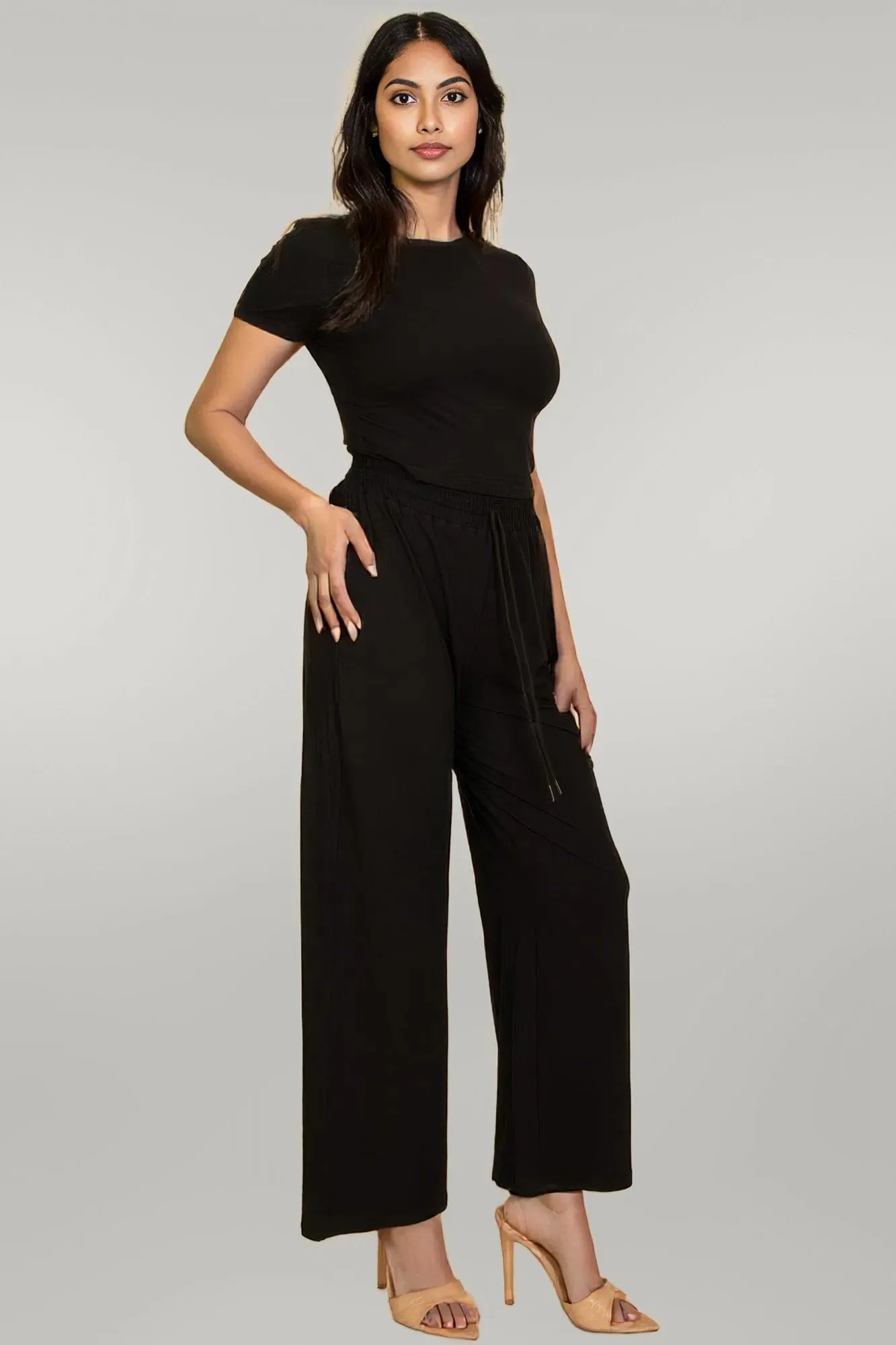 Relaxed Fit Top And Wide-leg Pants Set