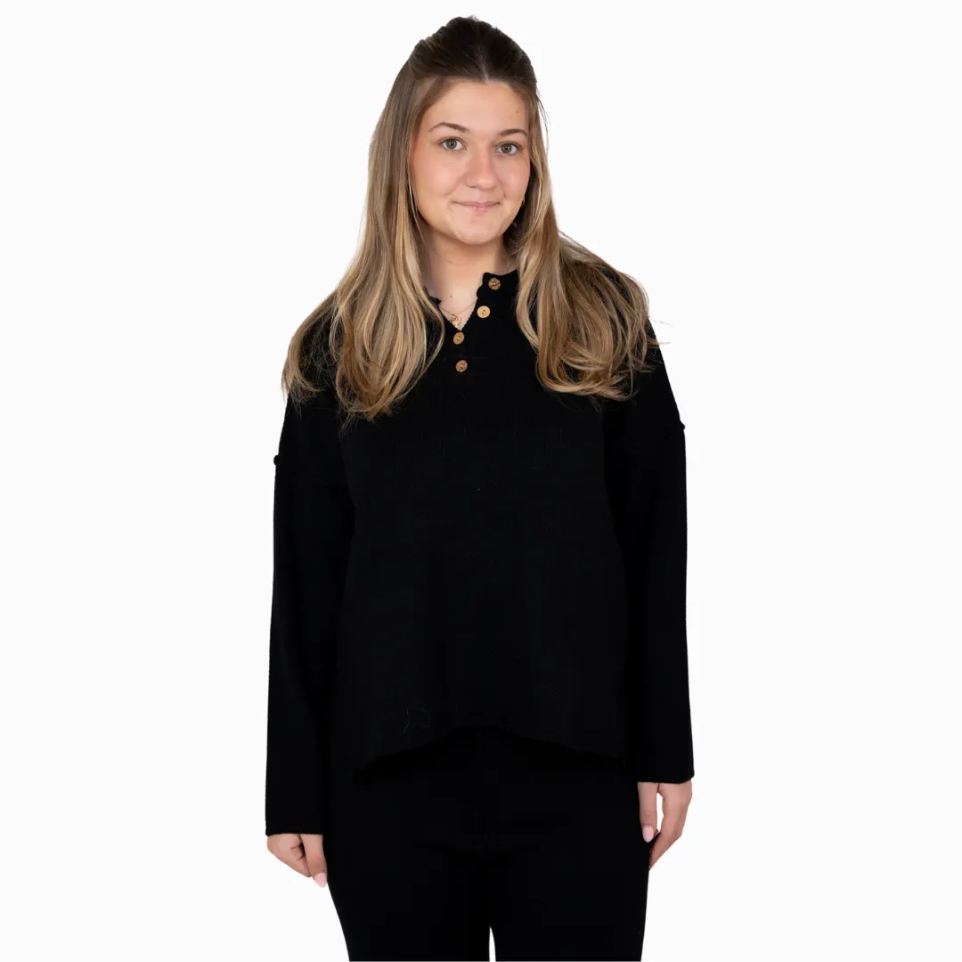 Relaxed Henley Waffle Knit Lounge Set