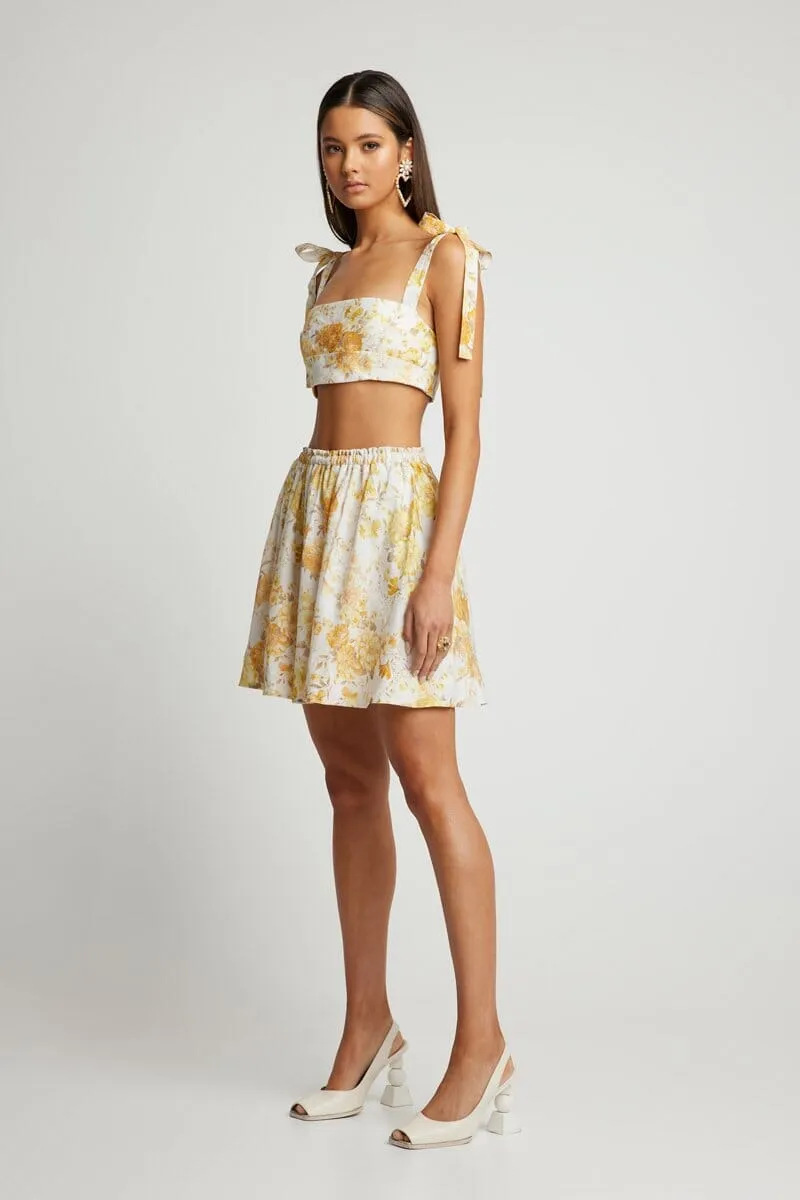 ROW SHORT SKIRT - Yellow Floral (Final Sale)
