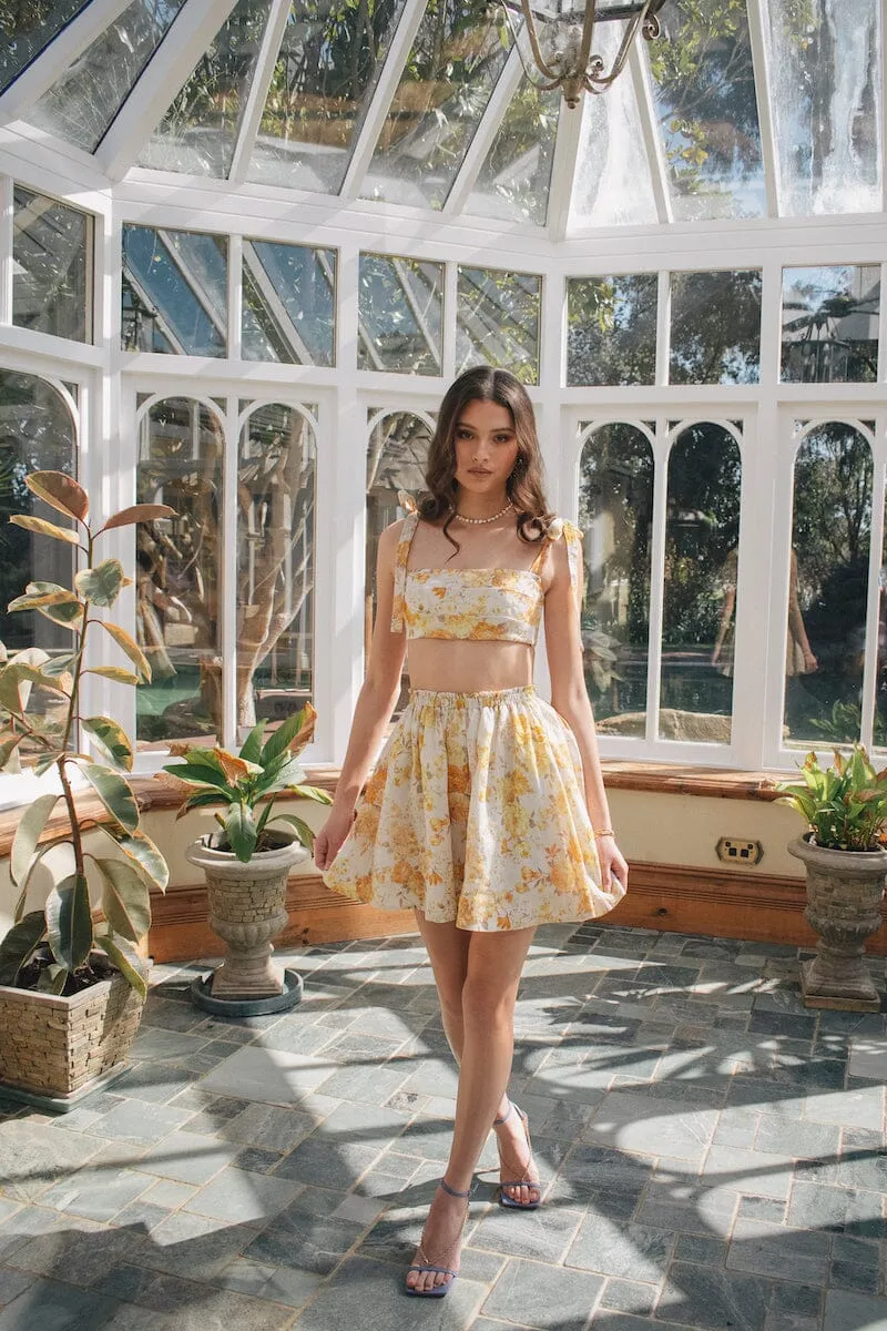 ROW SHORT SKIRT - Yellow Floral (Final Sale)