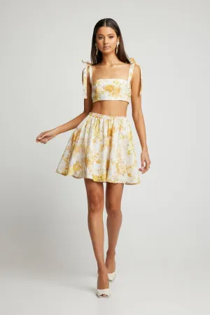 ROW SHORT SKIRT - Yellow Floral (Final Sale)