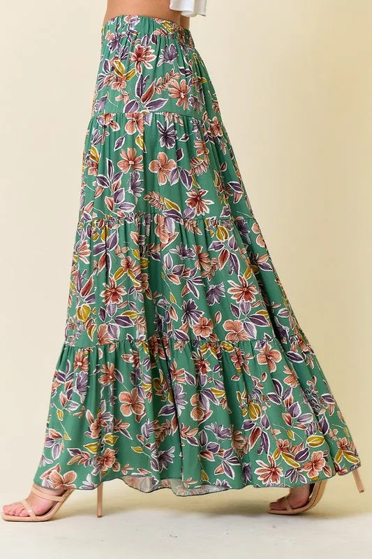 Soak Up The Sun Floral Print Maxi Skirt