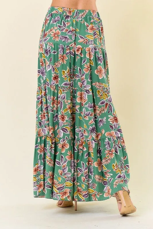 Soak Up The Sun Floral Print Maxi Skirt
