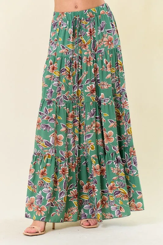 Soak Up The Sun Floral Print Maxi Skirt