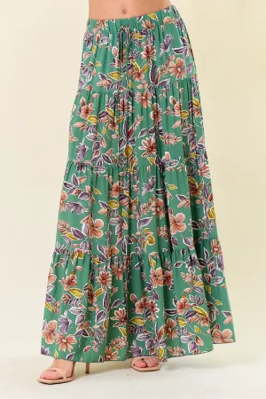 Soak Up The Sun Floral Print Maxi Skirt