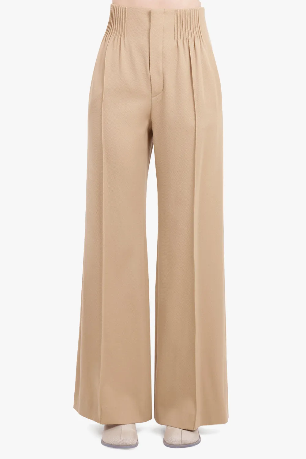 Soft Wool Trousers | Pearl Beige