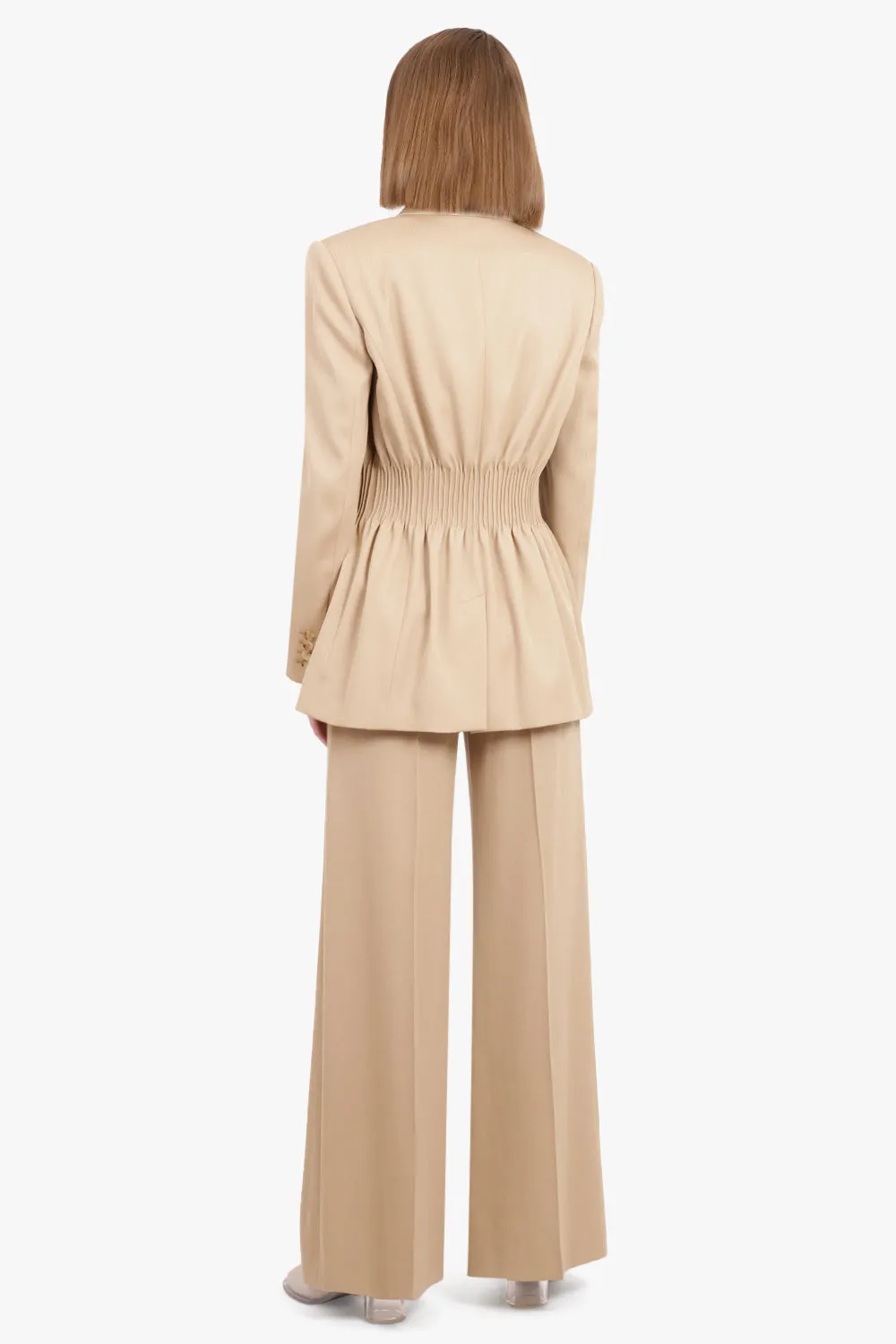 Soft Wool Trousers | Pearl Beige