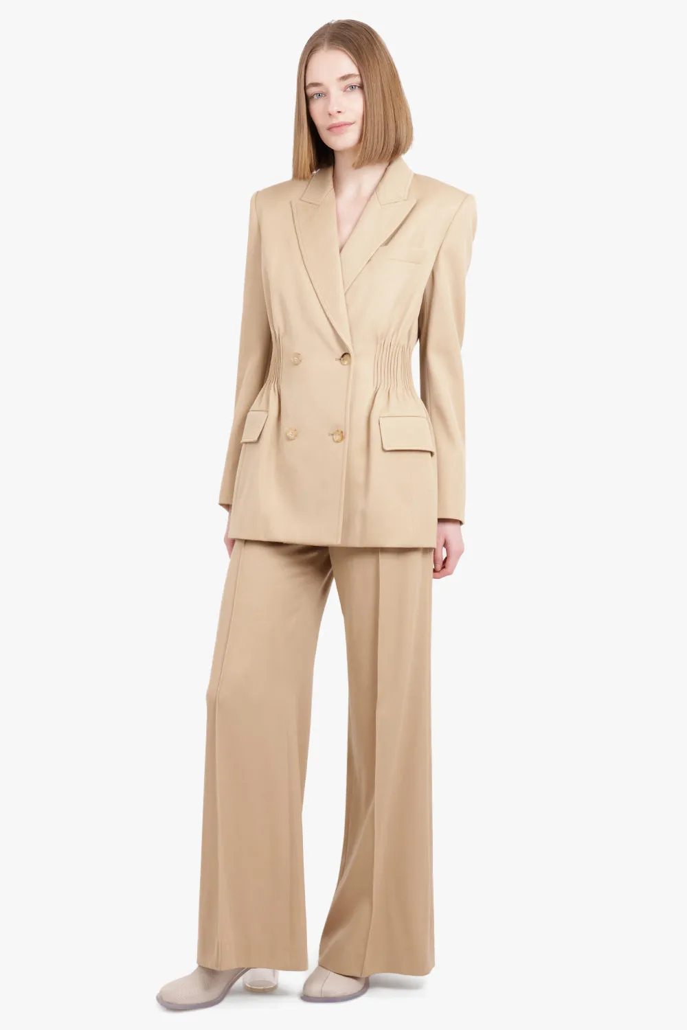 Soft Wool Trousers | Pearl Beige