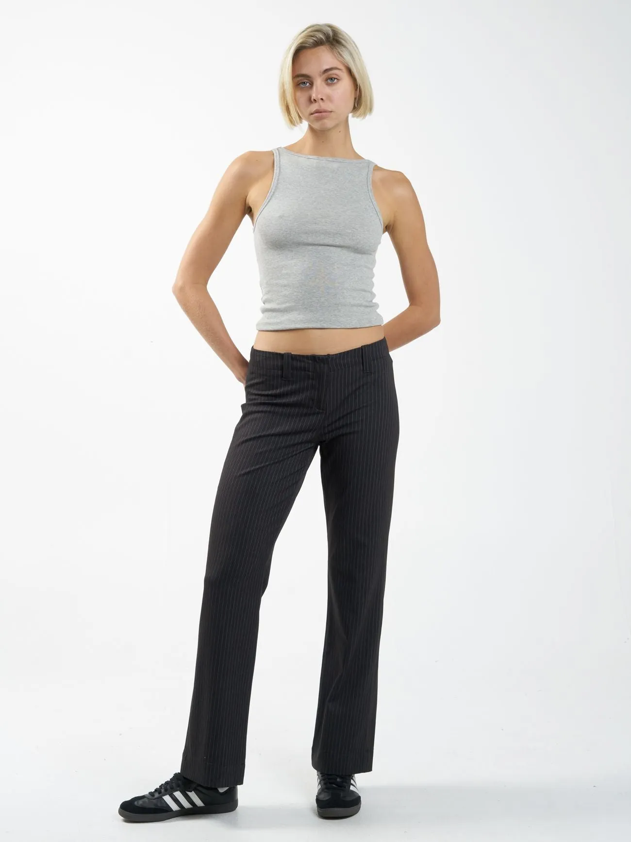 THRILLS - Brit Pinstripe Pant - CHARCOAL GREY