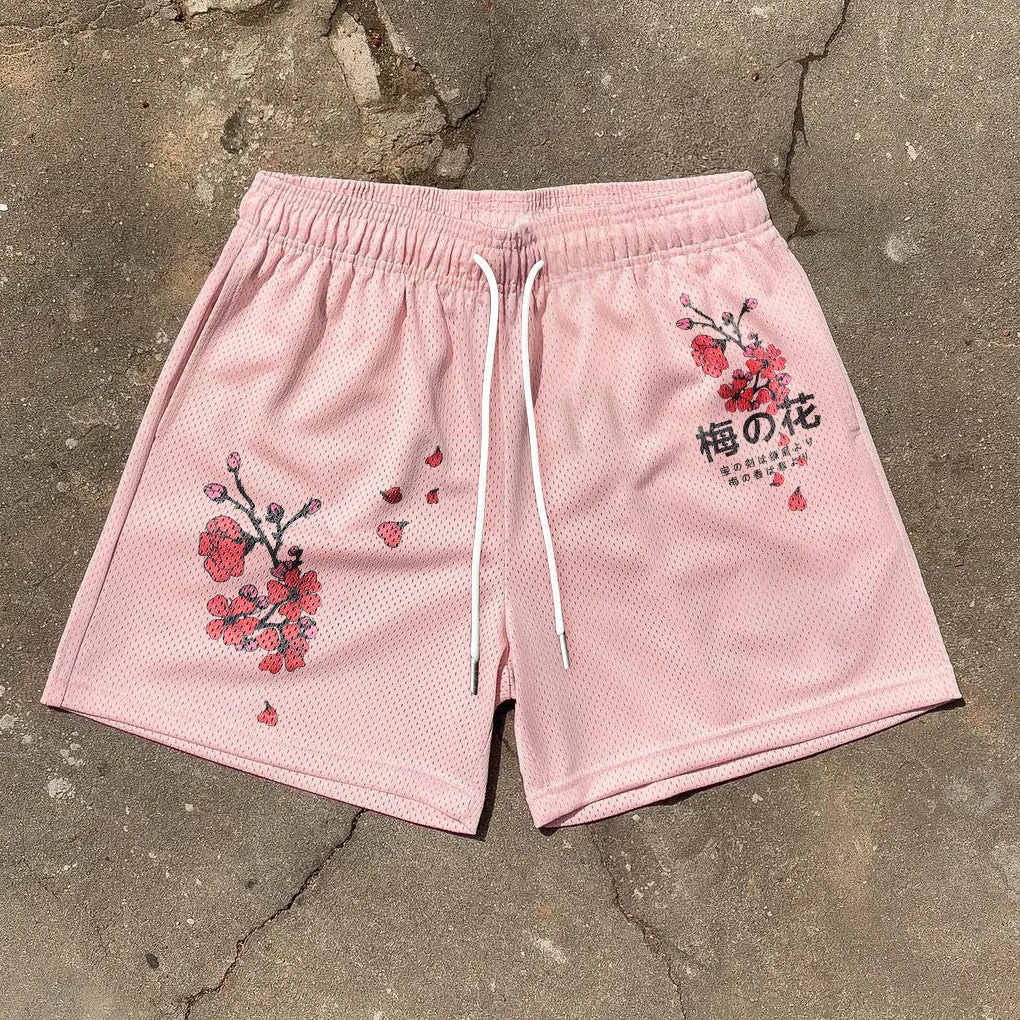 Trendy artistic mesh street shorts