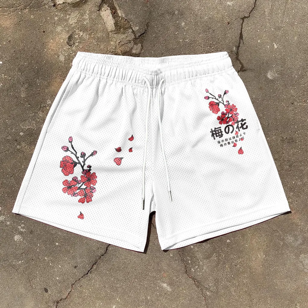 Trendy artistic mesh street shorts