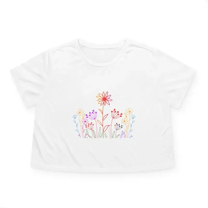 Wild Flowers Womens Flowy Cropped Tee