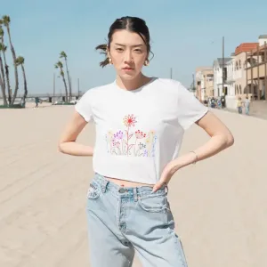 Wild Flowers Womens Flowy Cropped Tee