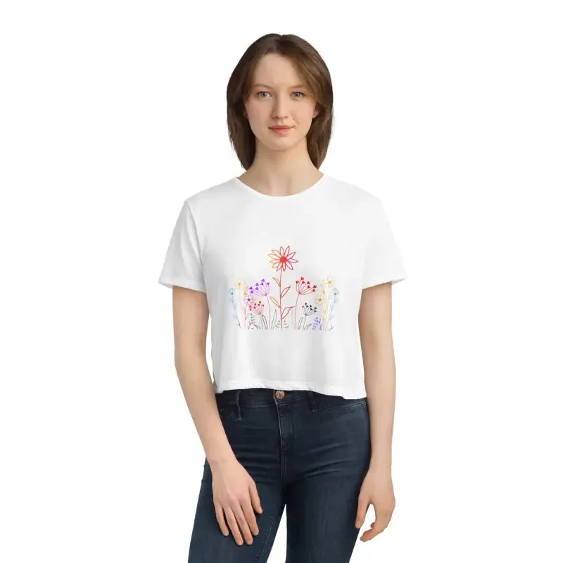 Wild Flowers Womens Flowy Cropped Tee