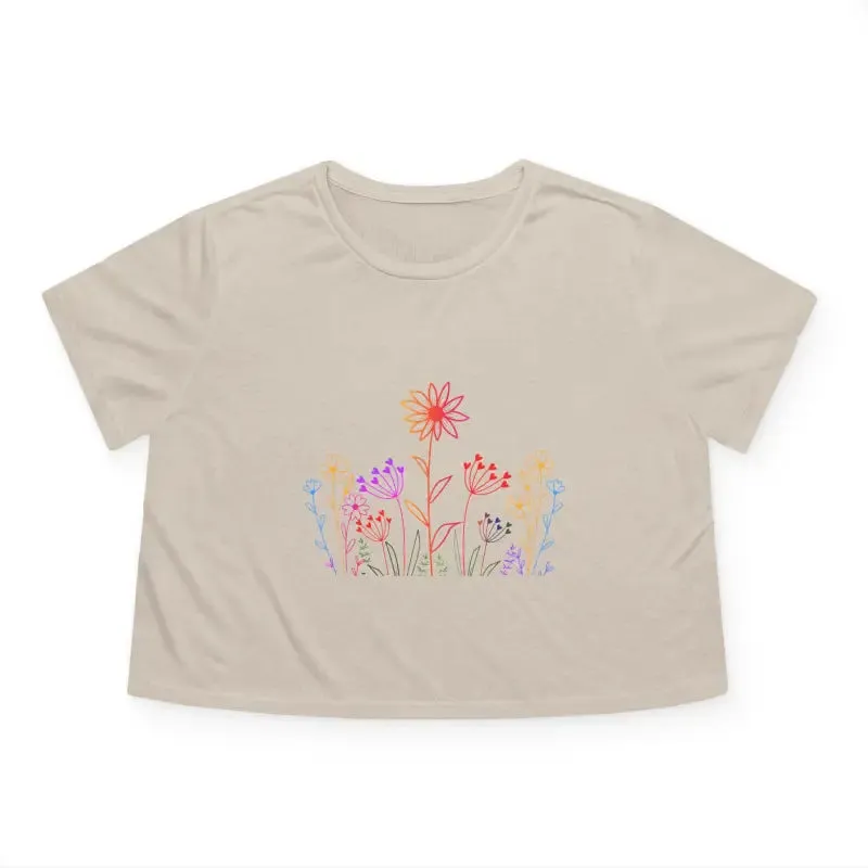 Wild Flowers Womens Flowy Cropped Tee