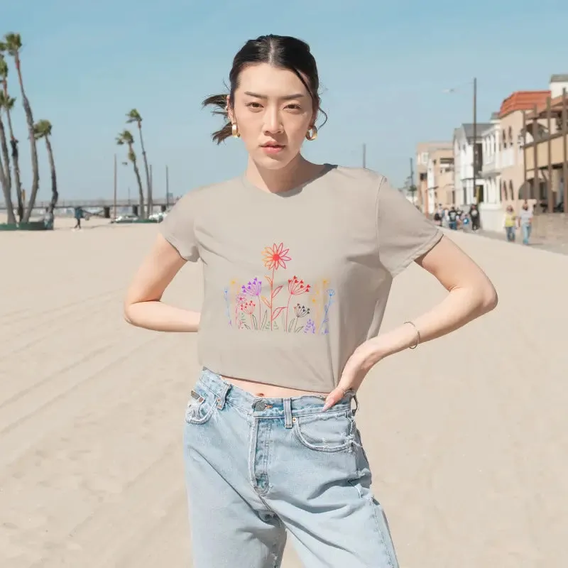 Wild Flowers Womens Flowy Cropped Tee