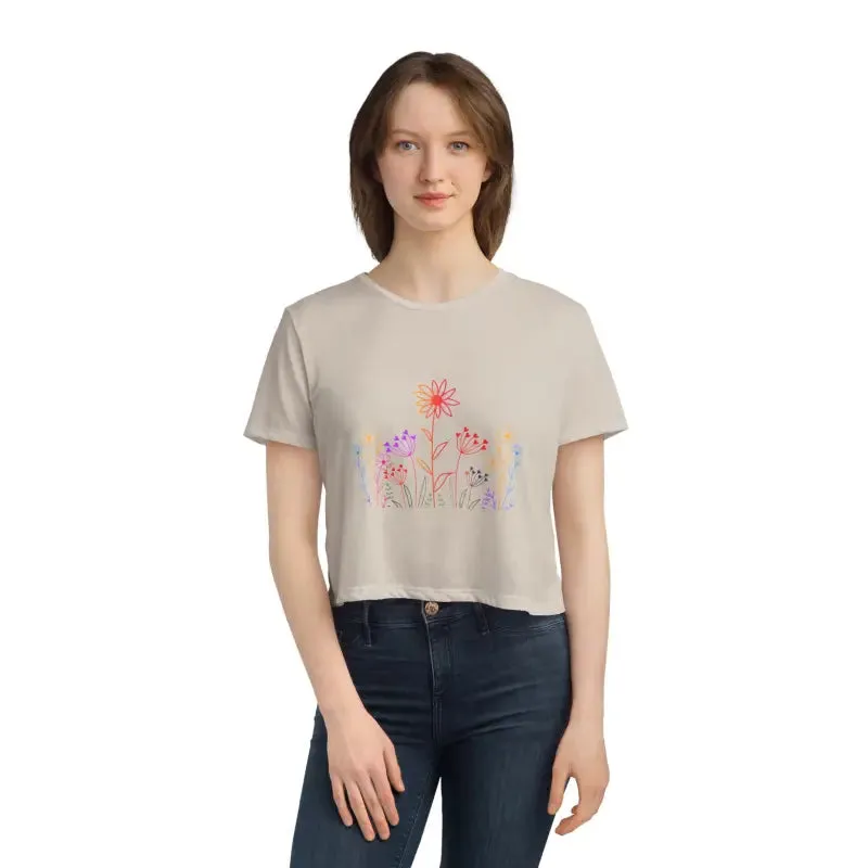 Wild Flowers Womens Flowy Cropped Tee