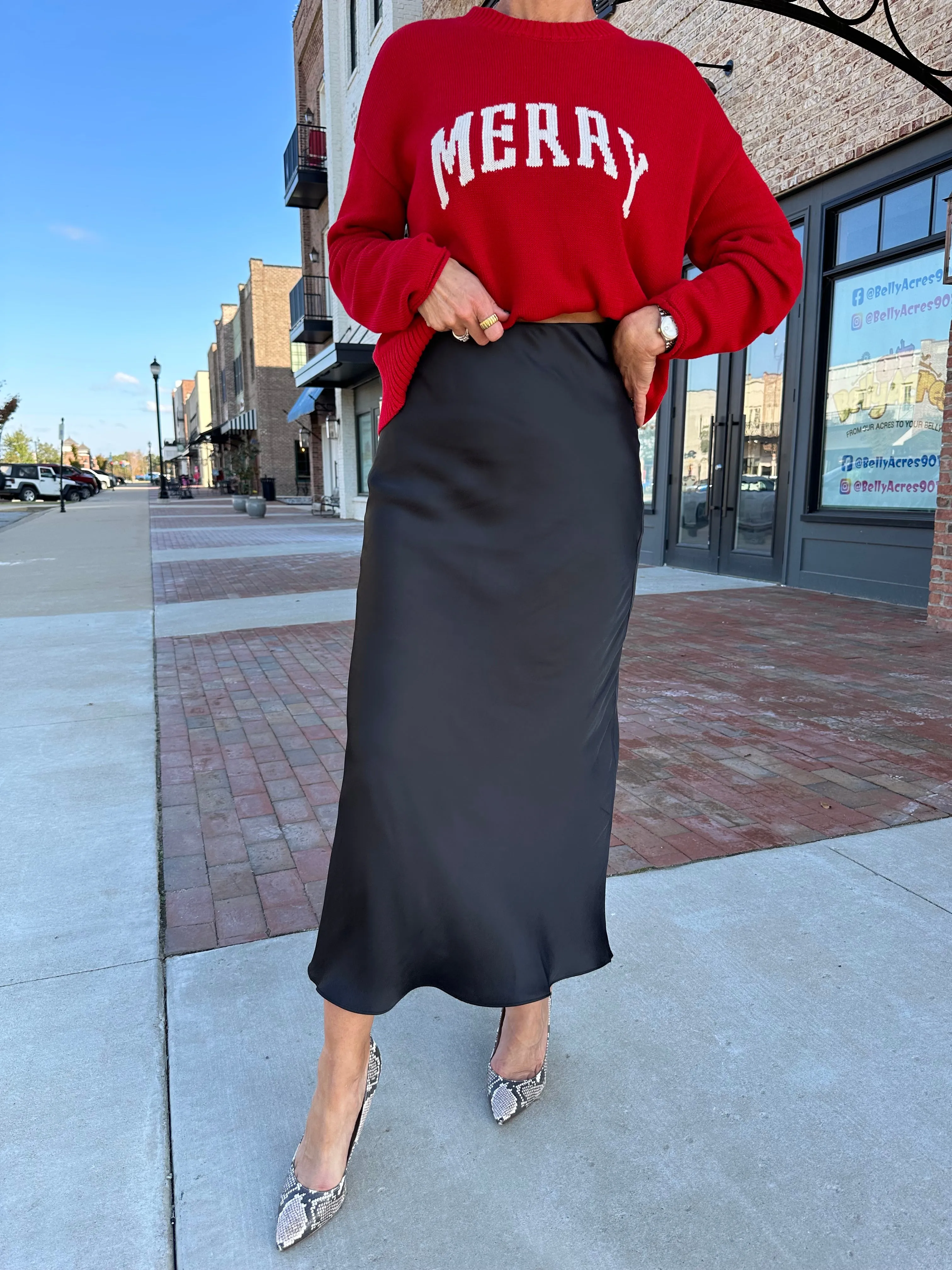 Z Supply | Europa Poly Sheen Skirt Black